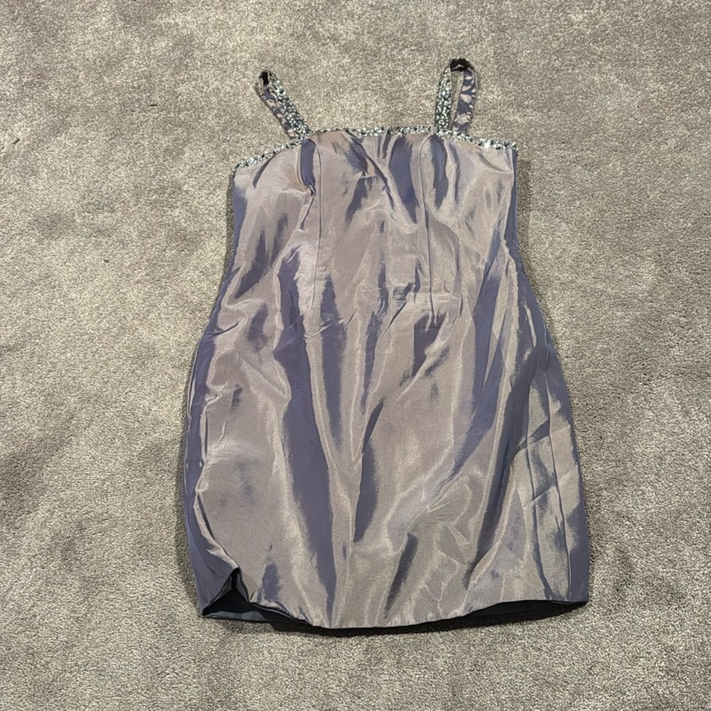 LoveVox Gray Satin Beaded Strap Formal Dress NWT SIZE XL